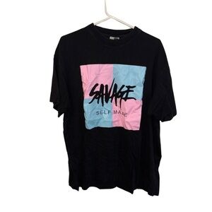 Savage Black and Pink Short Sleeve Graphic Tee